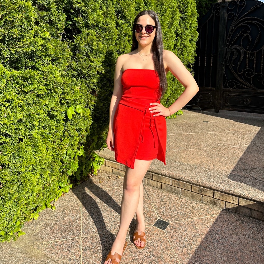 Strapless Wrap Mini Dress